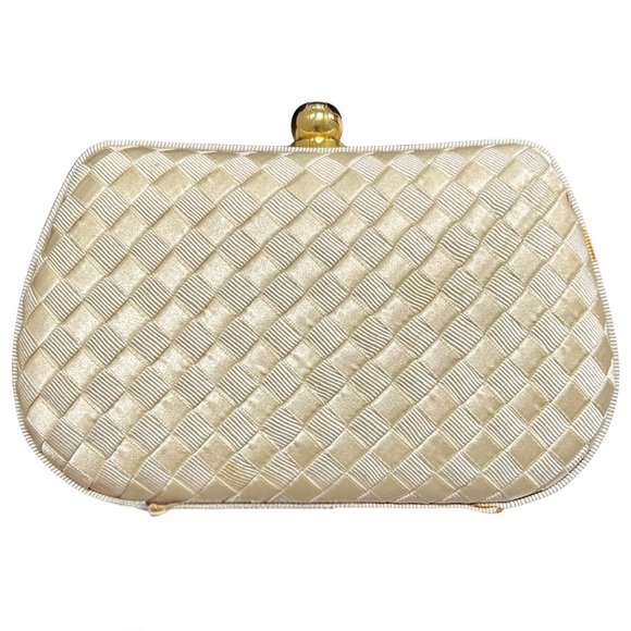 Vintage Neiman Marcus Gold Satin Evening Bag with Rope Strap - Picture 4 of 7